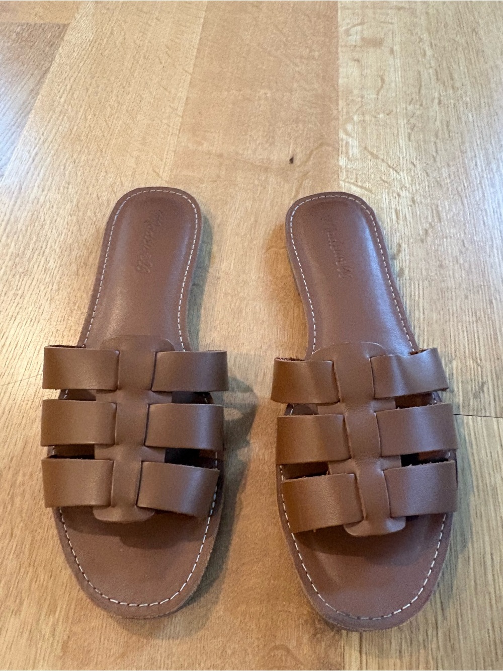 Women's Brown Woven Slide Sandals